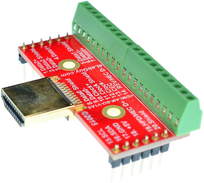 HDMI Type A Male connector Breakout Board elabguy